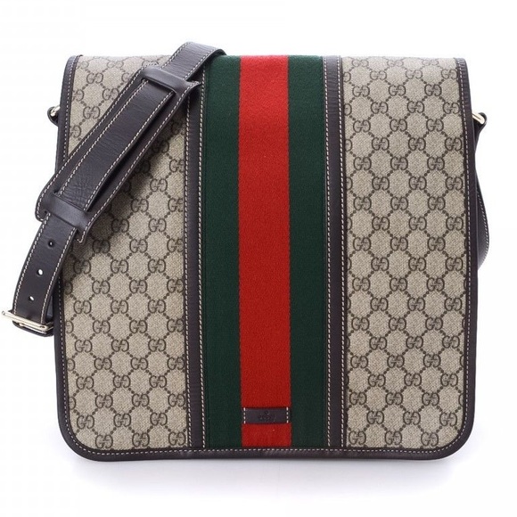 Gucci Handbags - Gucci Coated Canvas Classic Stripe Messenger Bag